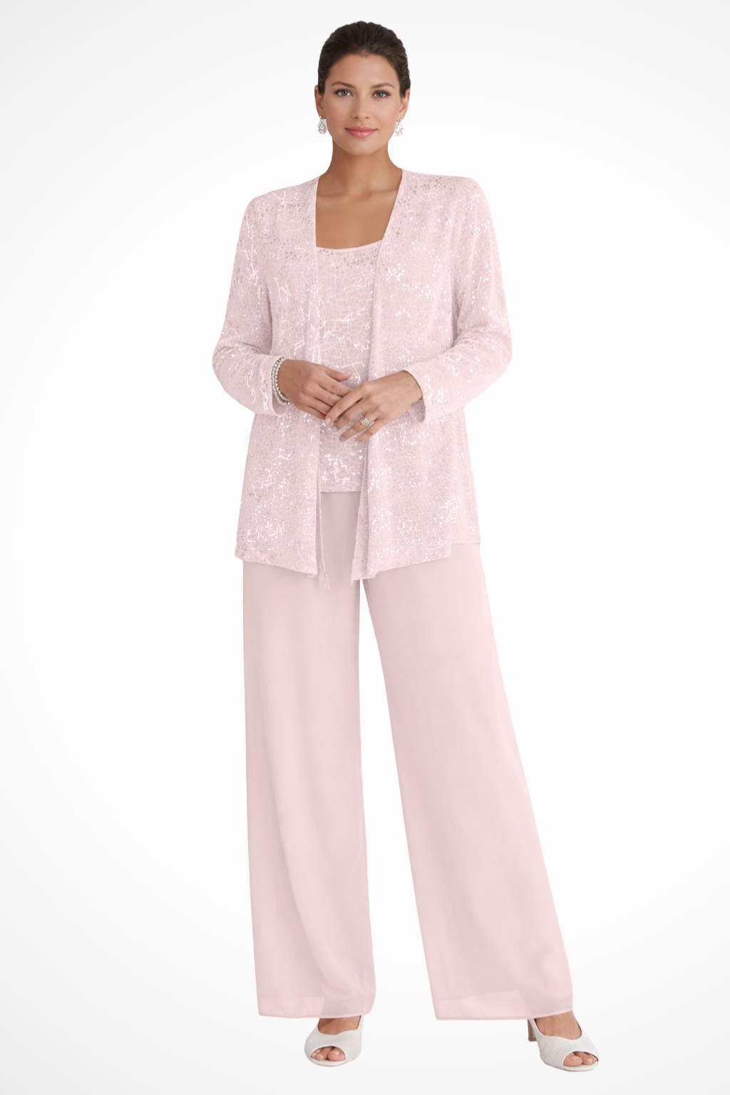 Women's Sequin Lace Three Piece Trouser Suit Wide Leg - photo 13
