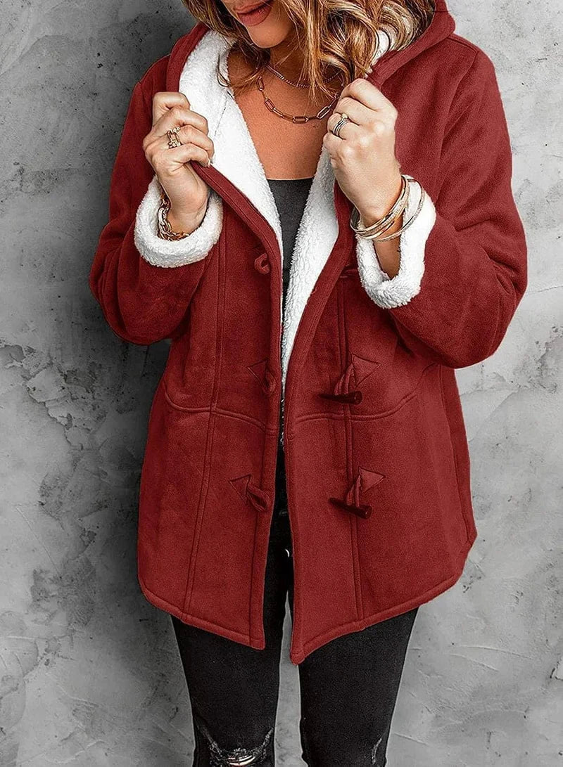 Women's Hooded Coat in Plush Cashmere-Like Material - photo 3