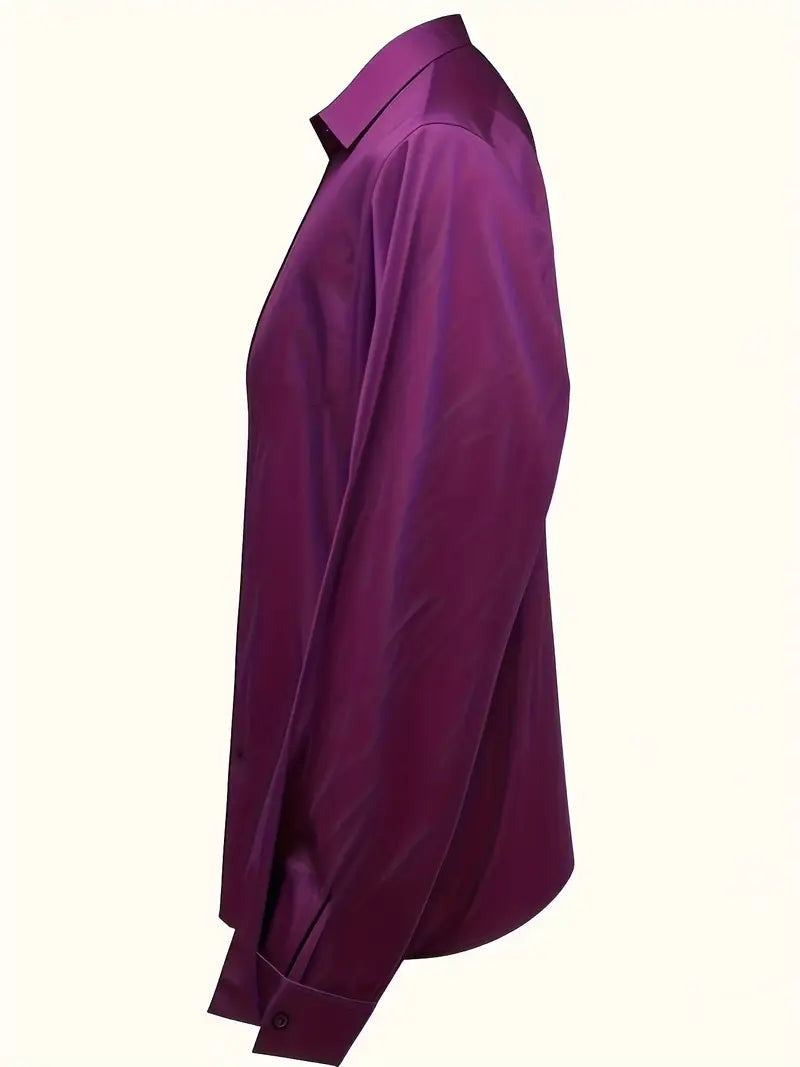 Blusa da donna con scollo a V, finitura satinata e drappeggio fluido