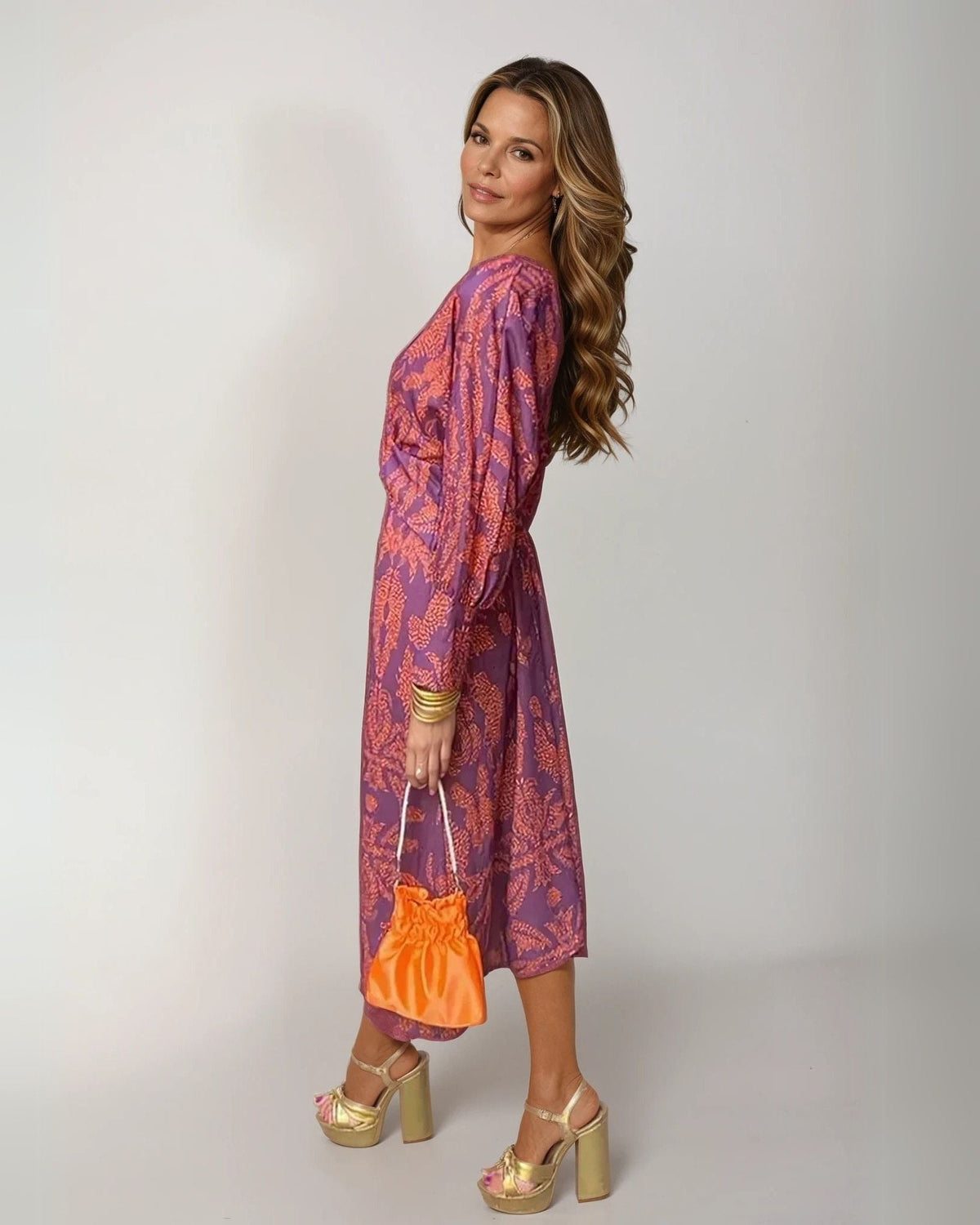 Rose - Women's Wedding Guest Midi Dress with Tie Waist - photo 5