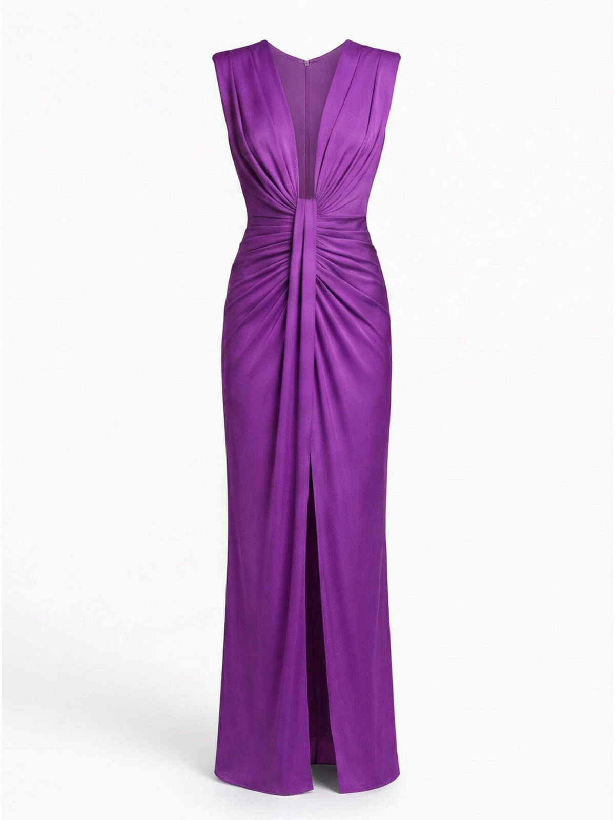 Women's Elegant Pleated Maxi Dress with V-Neckline - photo 2
