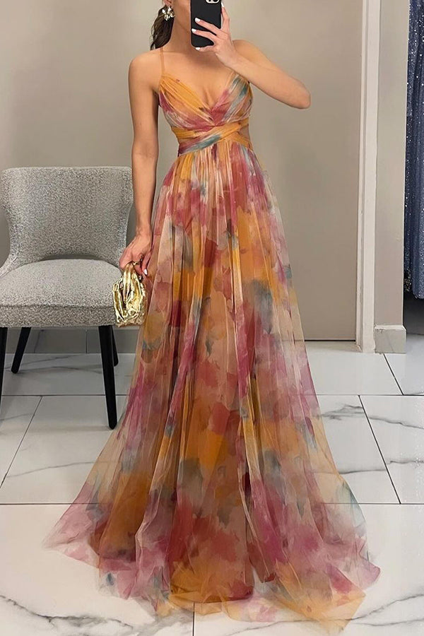 Women's Wedding Guest Floral Maxi Dress with Pleated Skirt - photo 4