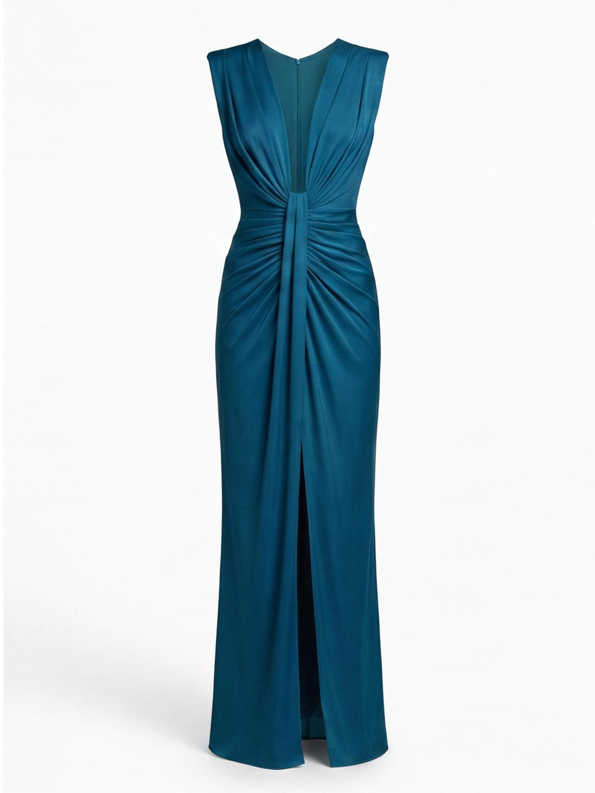 Women's Elegant Pleated Maxi Dress with V-Neckline - photo 3