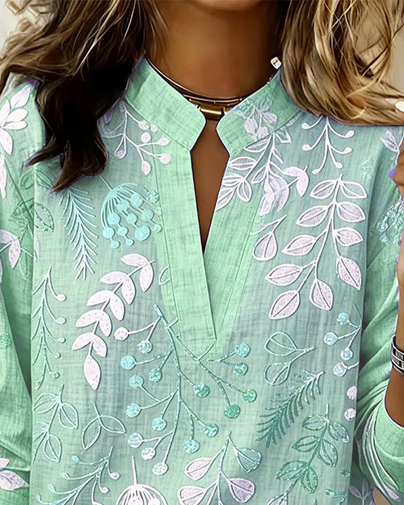 Women's Lightweight V-Neck Blouse with Pastel Floral Print - photo 14