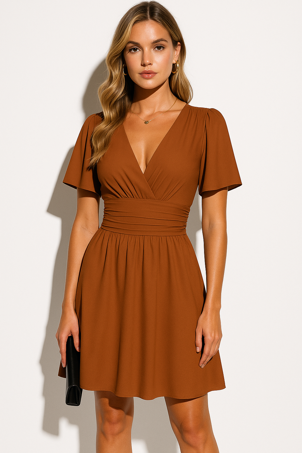Women’s Short Sleeve V-Neck A-Line Mini Dress - photo 3