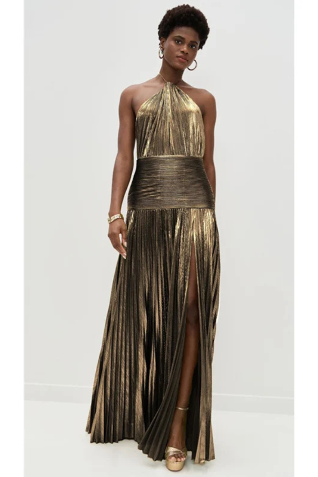 Women's Elegant Halter Neck Satin Wedding Guest Maxi Dress - photo 9