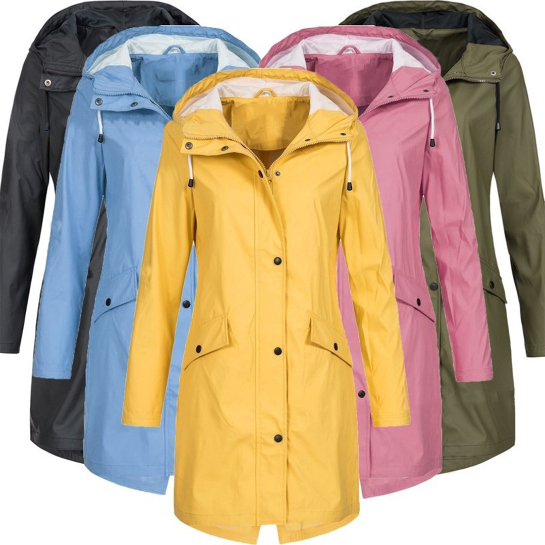 Women's Longline Waterproof Hooded Rain Jacket - photo 9
