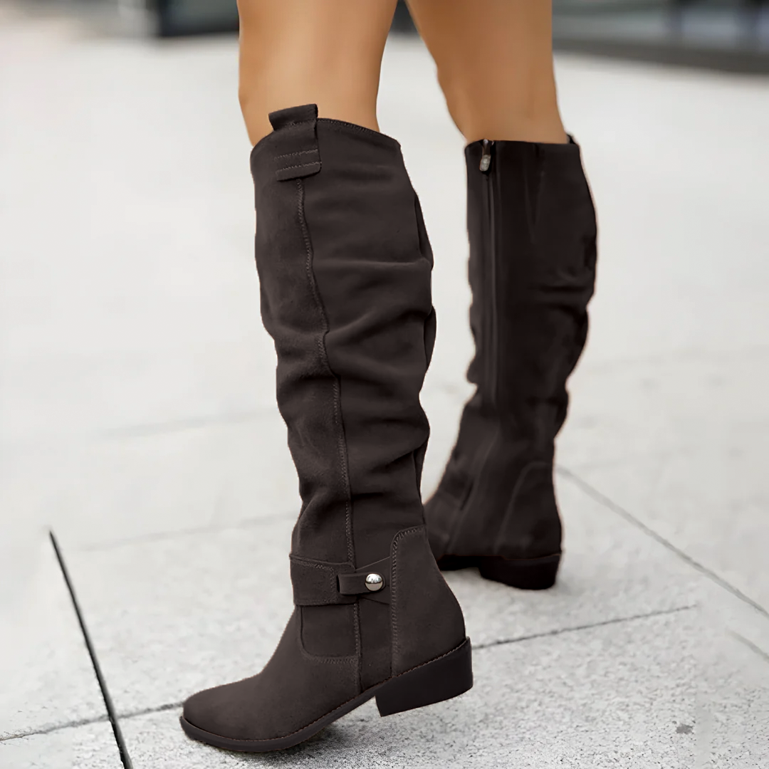 Women's Suede Knee High Boots - photo 3