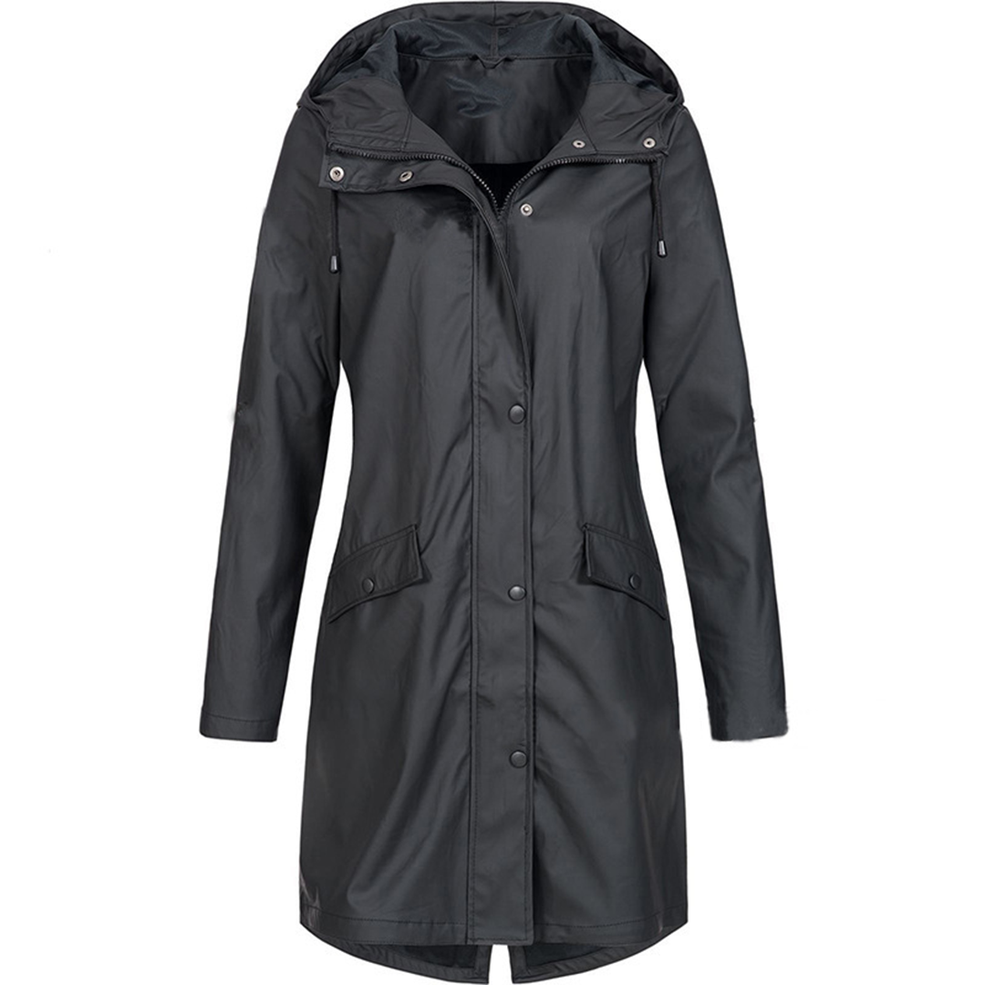 Women's Longline Waterproof Hooded Rain Jacket - photo 8