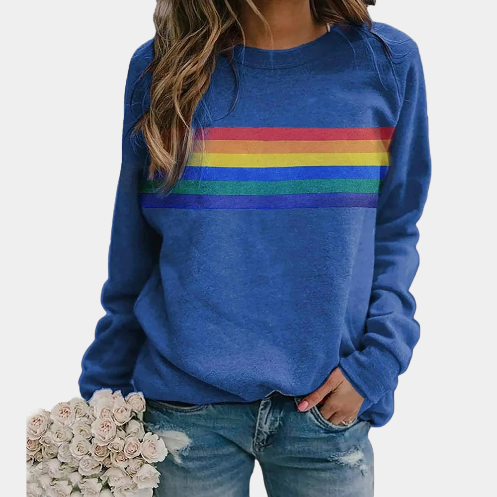 Daisy - Rainbow Stripe Crewneck Sweatshirt - photo 1