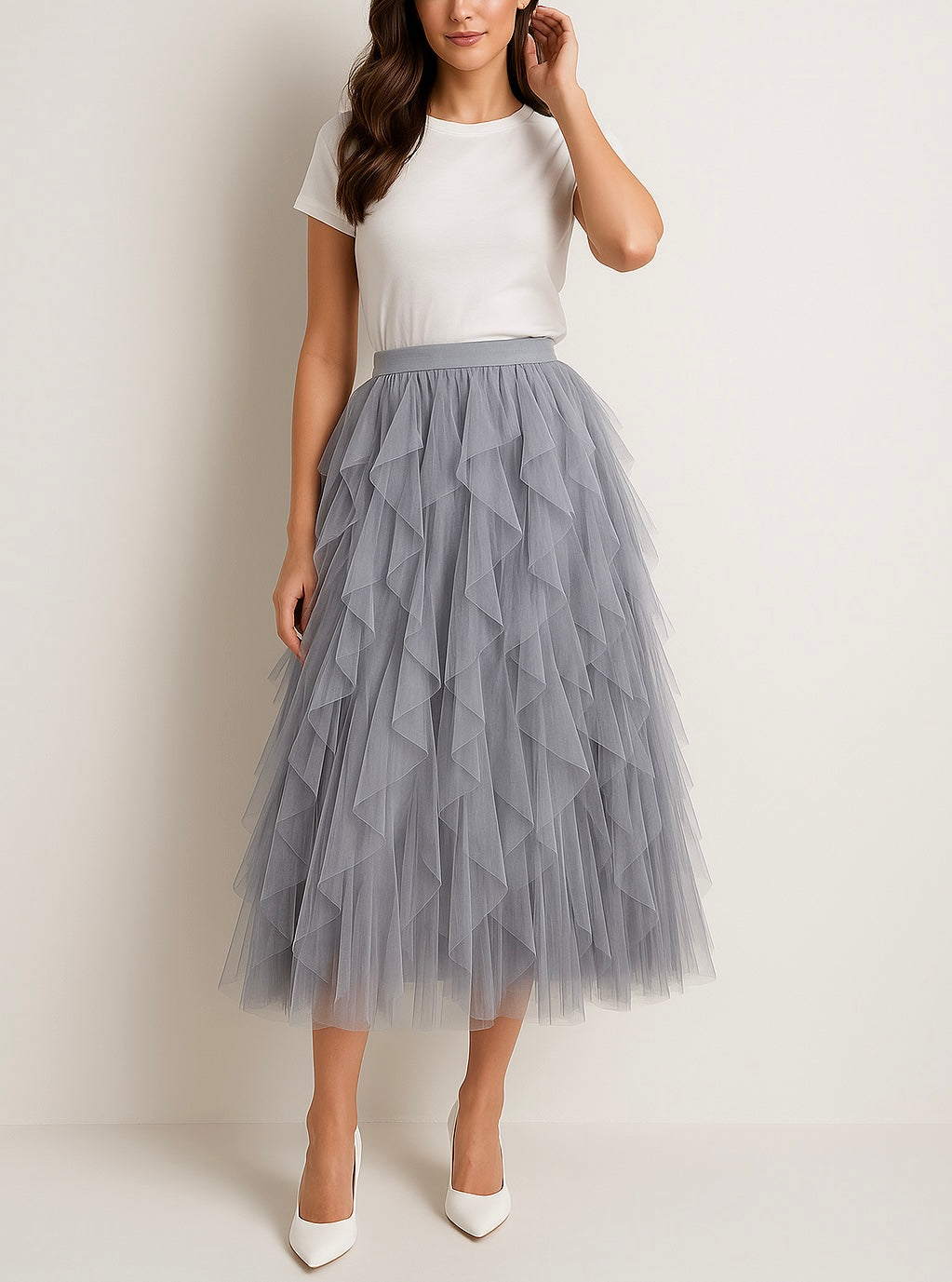 Women's Layered Tulle Midi Skirt - photo 4