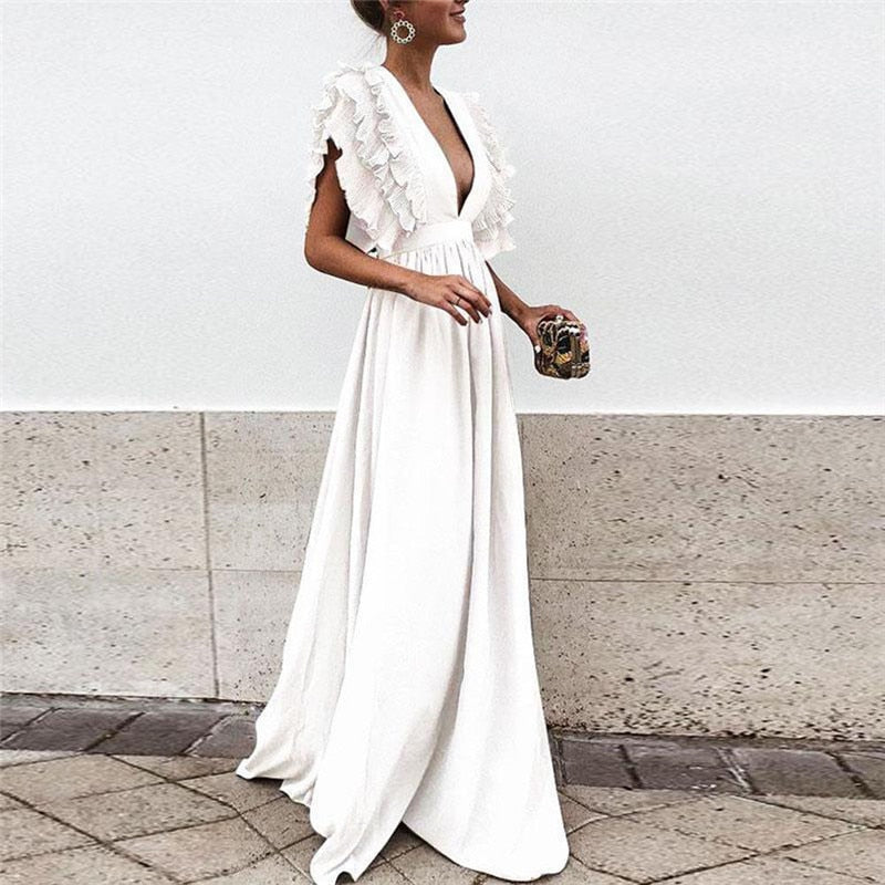Ariella - Elegant Ruffle Sleeve Maxi Dress - photo 6