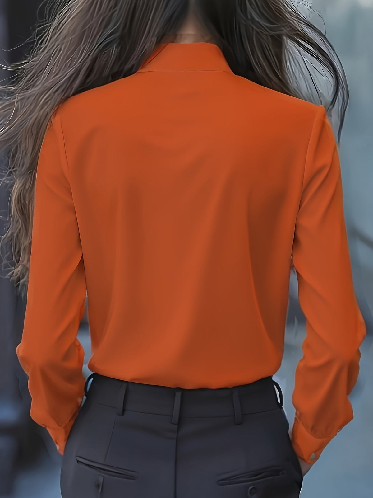 Elsie - Women's Ruffle Blouse with Tie Neck
