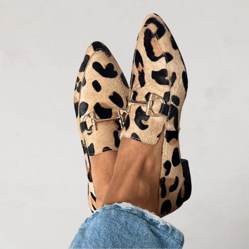 Tirza - Women's Leopard Print Loafers with Buckle