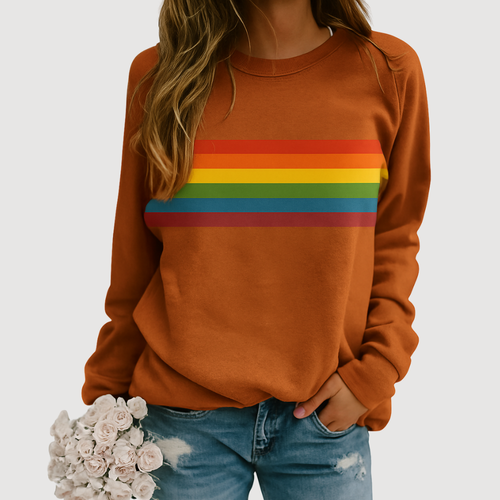 Daisy - Rainbow Stripe Crewneck Sweatshirt - photo 3