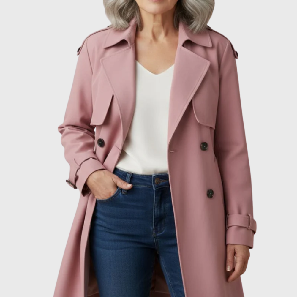 Women's Lightweight Water Resistant Trench Coat with Belt - photo 6