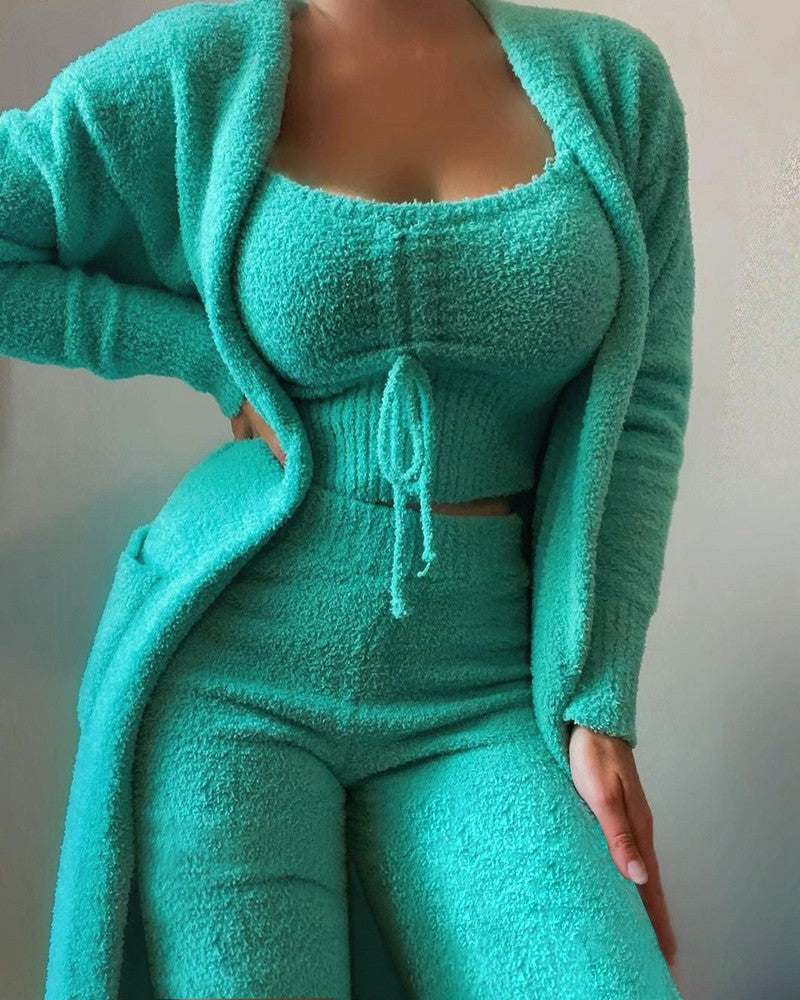 Zita - Women's Three-Piece Lounge Set with Cardigan
