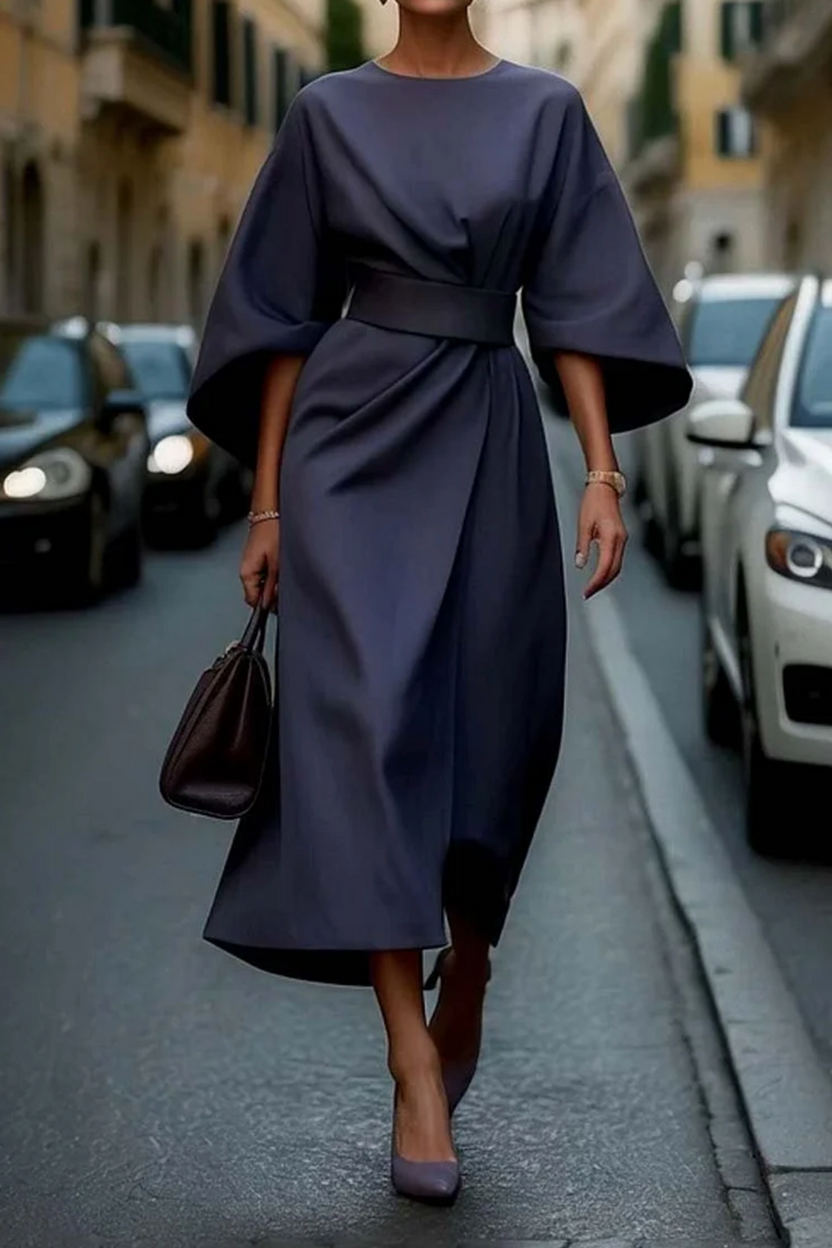 Grace | Elegant Dress with Lantern Sleeves and Belt - photo 1