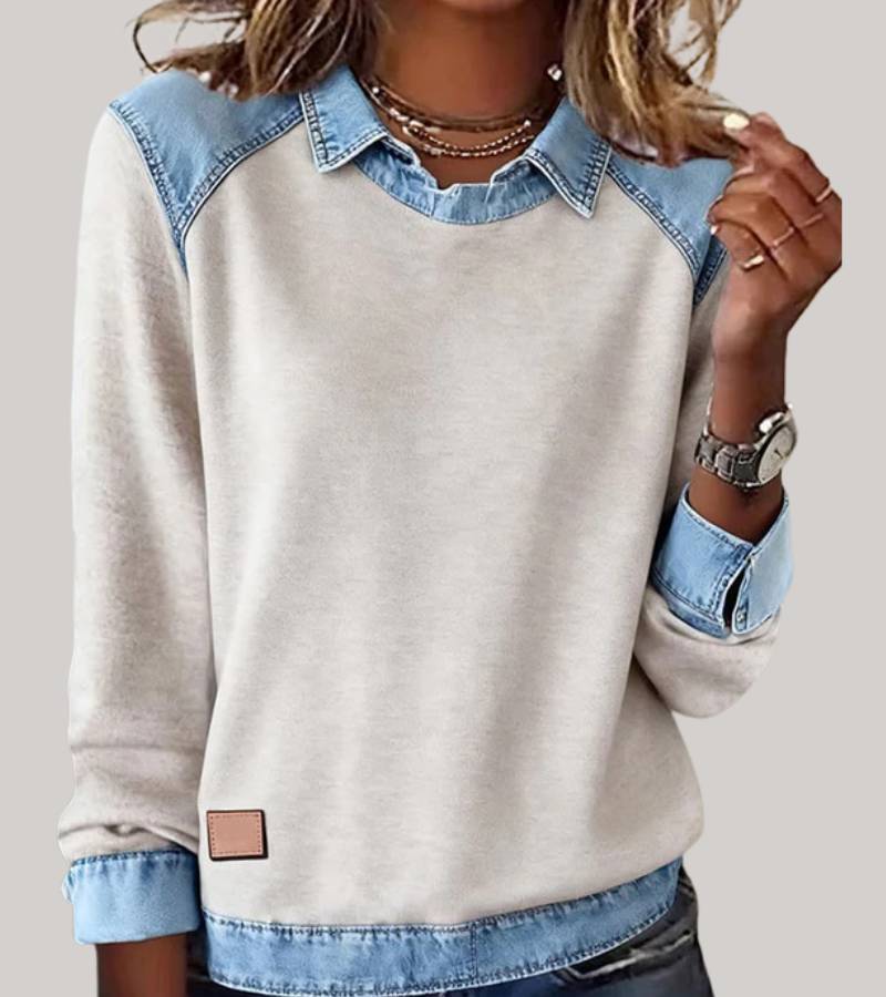 Hedda - Women's Jumper with Contrast Collar