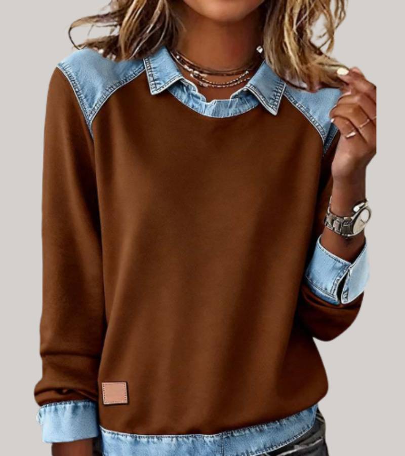 Roxanne - Women's Jumper with Contrast Collar