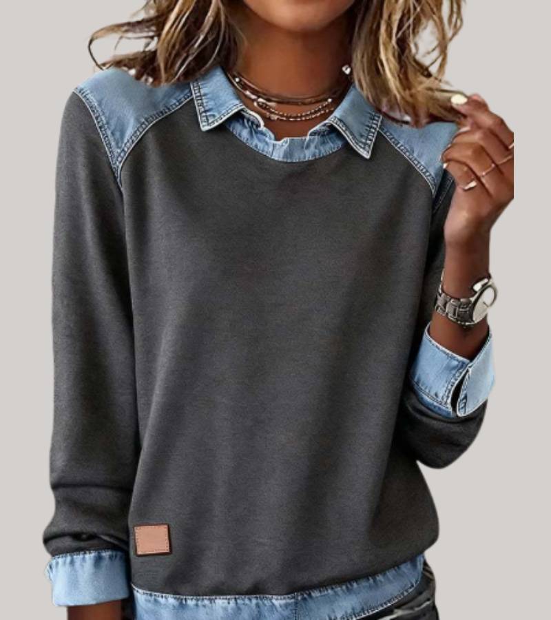 Hedda - Women's Jumper with Contrast Collar