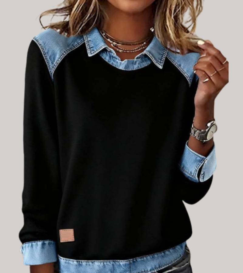 Roxanne - Women's Jumper with Contrast Collar