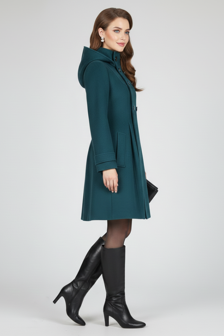 Women’s Coat with Hood and Double Button Front - photo 5