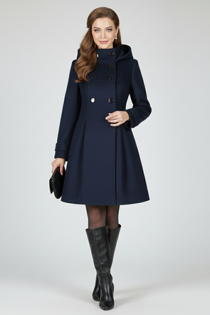 Women’s Coat with Hood and Double Button Front - photo 2