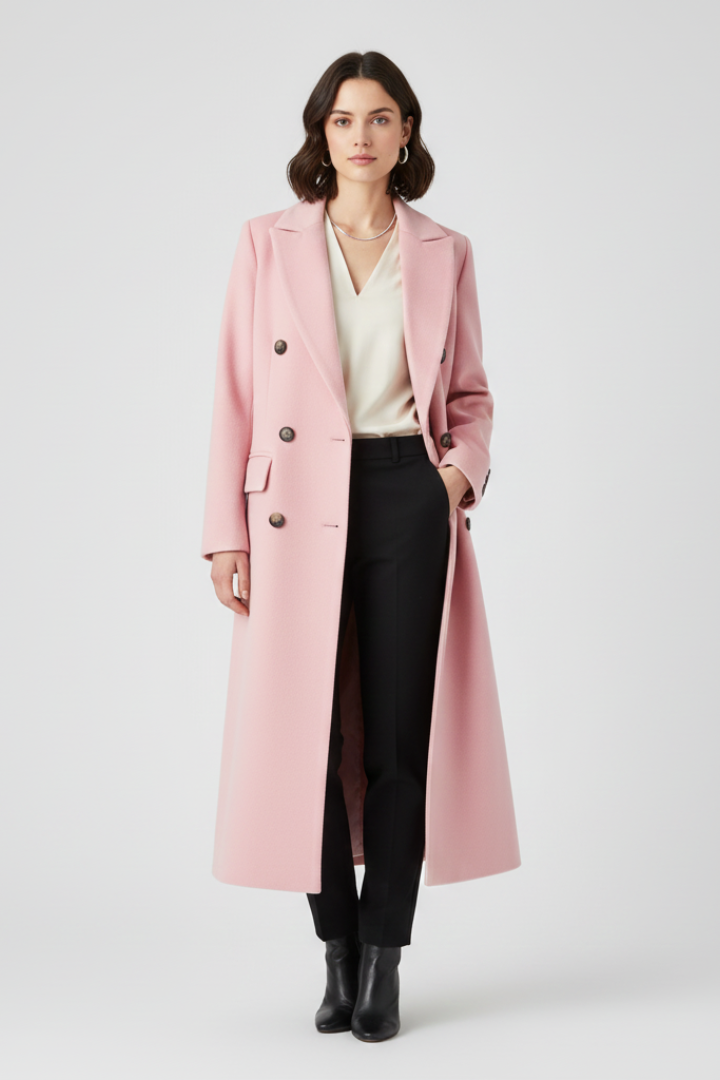 Women’s Coat with Lapel Collar and Button Fastening - photo 1