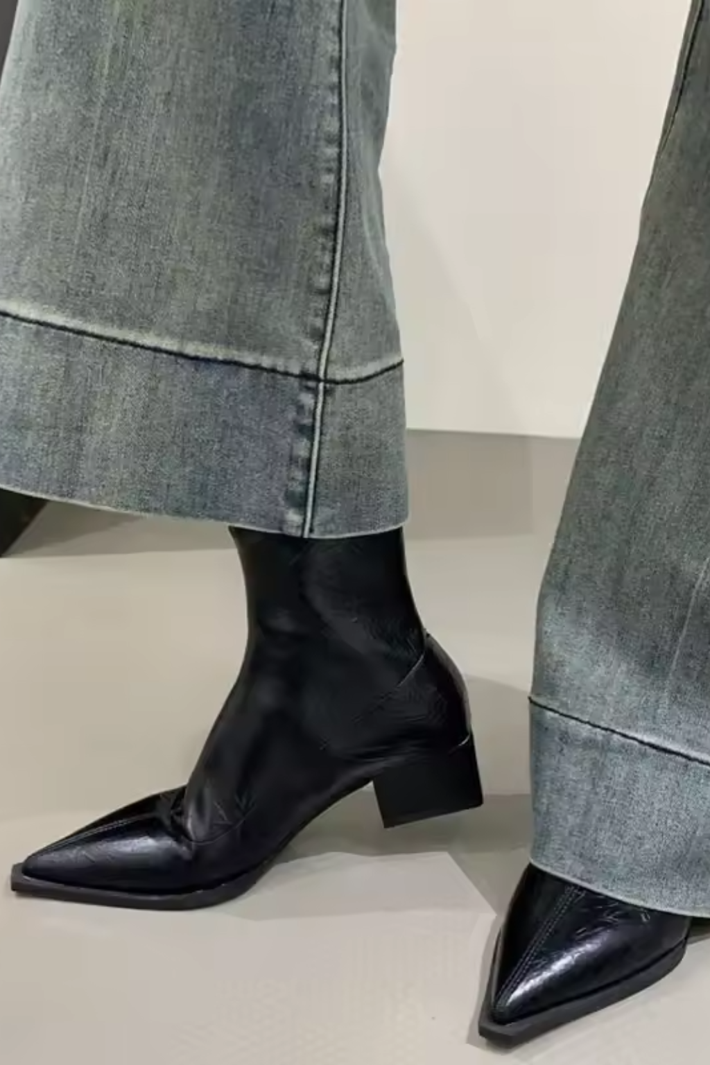 Women’s Pointed Toe Ankle Boots Low Block Heel Slip On Dress Shoes - photo 6