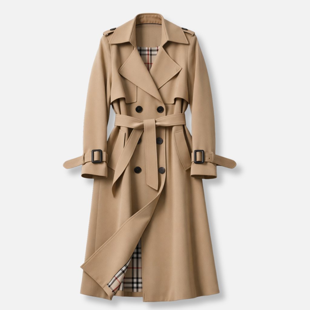 Women's Belted Trench Coat with Tailored Long Fit - photo 2