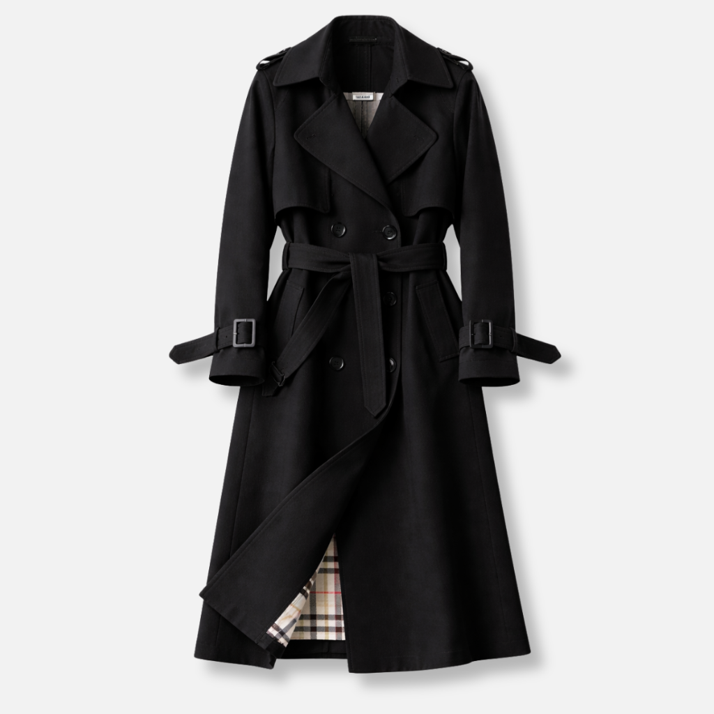 Women's Belted Trench Coat with Tailored Long Fit - photo 8