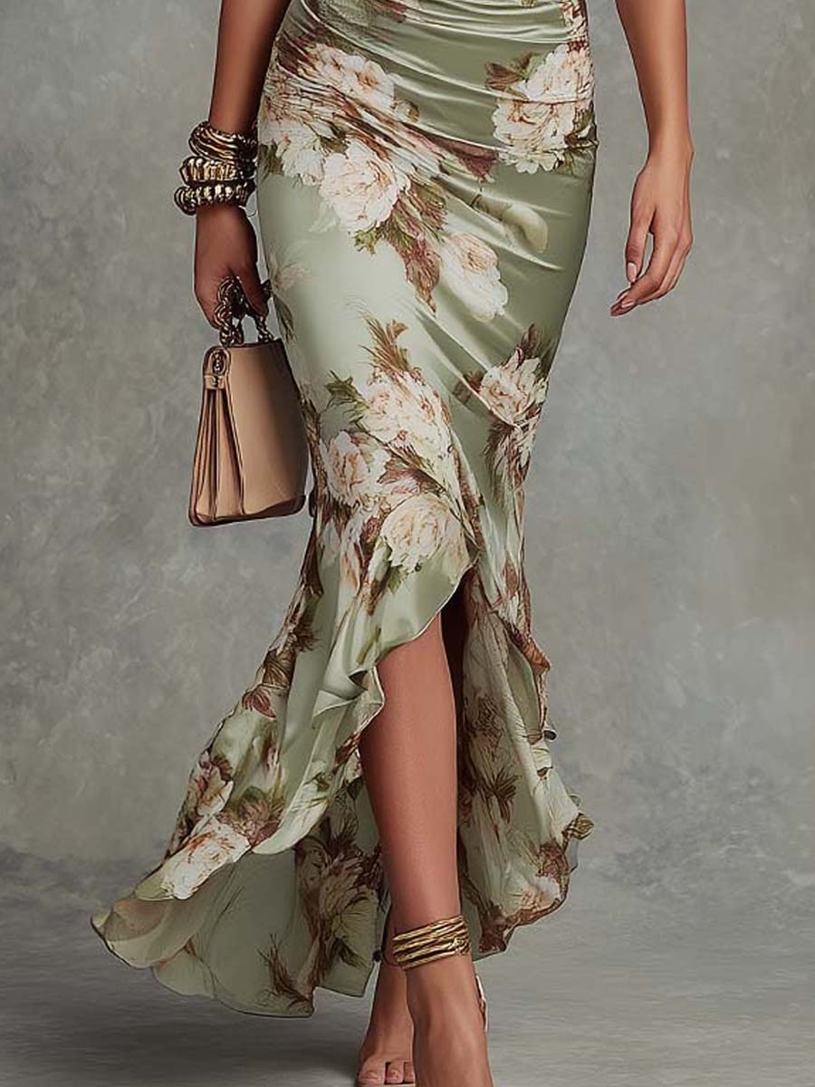 Ivy - Women's Floral Satin Maxi Dress - photo 5
