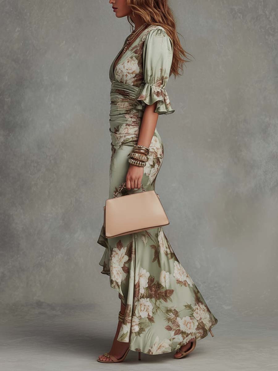 Ivy - Women's Floral Satin Maxi Dress - photo 2