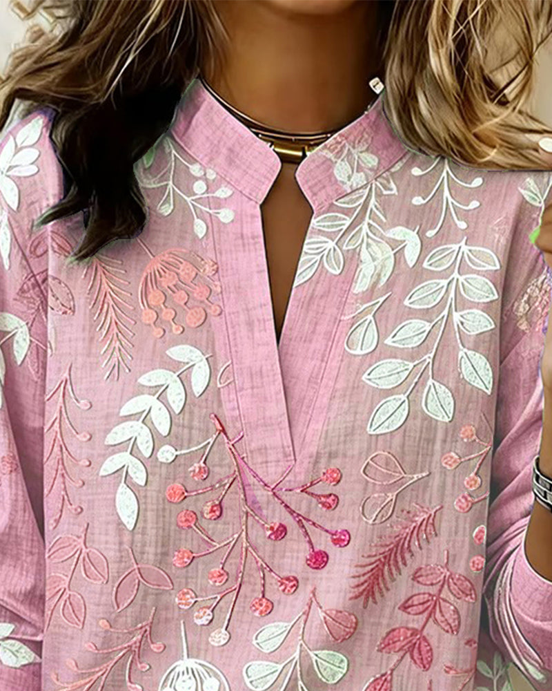 Women's Lightweight V-Neck Blouse with Pastel Floral Print - photo 12