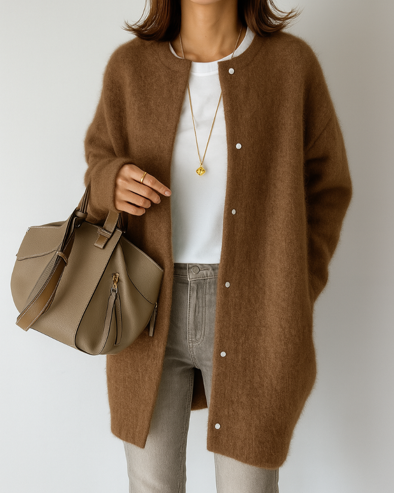 Ally - Women's Relaxed Cardigan with Button Front and Side Pockets - photo 4