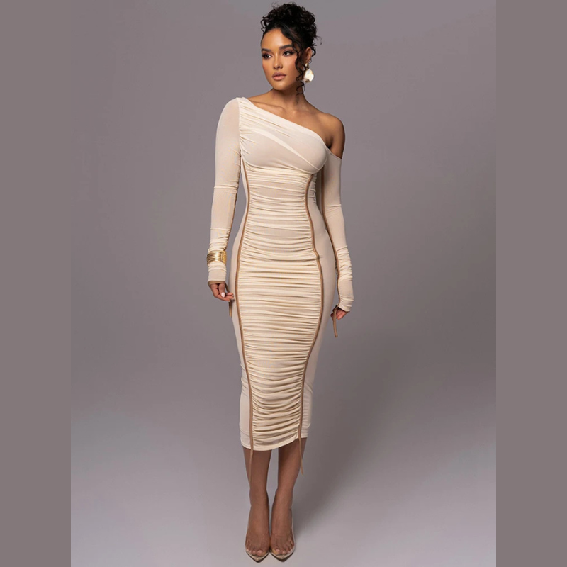 Arbella - Women's Dress with Ruching and One-Shoulder Neckline - photo 5
