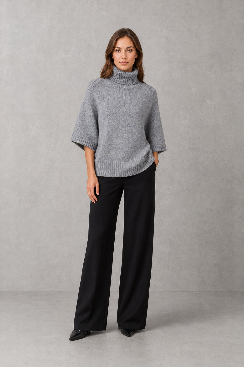 Birdie - Women's High Neck Batwing Knit Jumper - photo 5