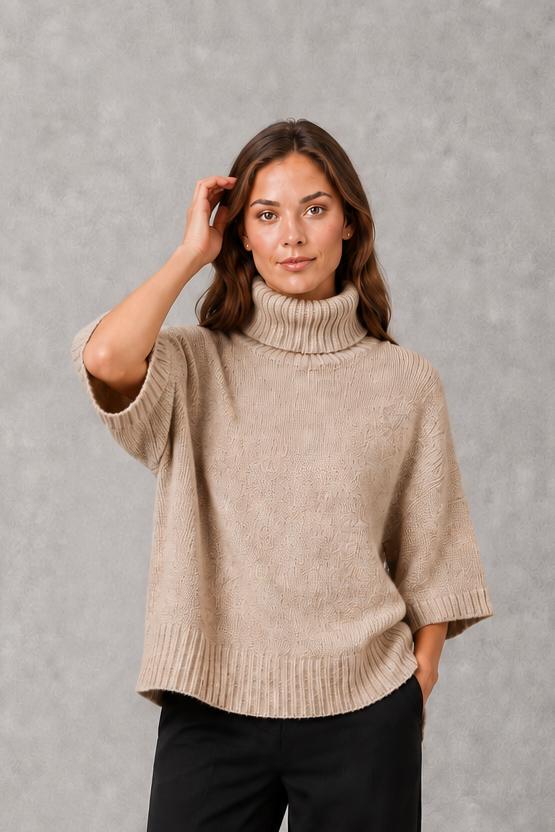 Birdie - Women's High Neck Batwing Knit Jumper - photo 6