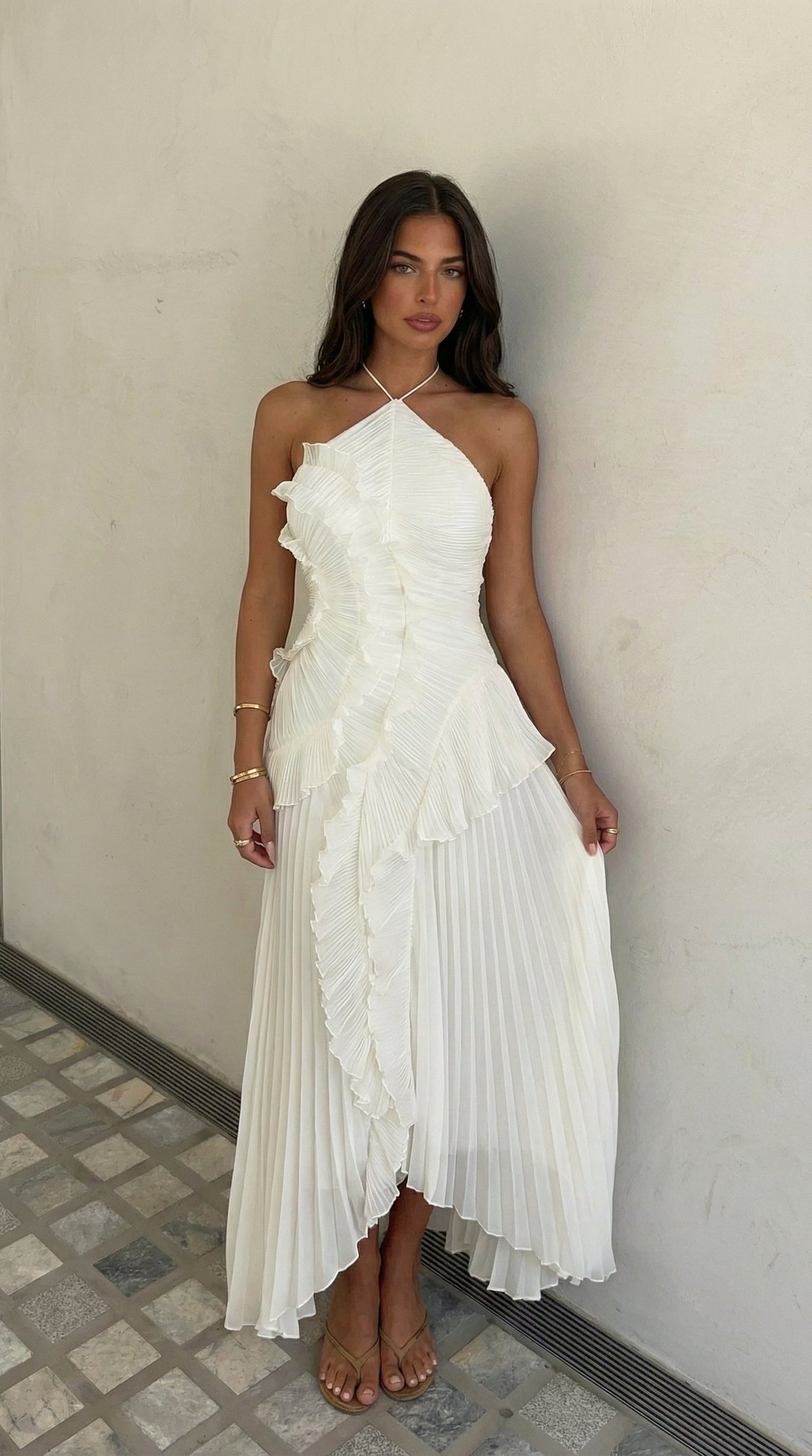Clemence - Women's Maxi Dress with Pleats and Ruffle Trim - photo 15