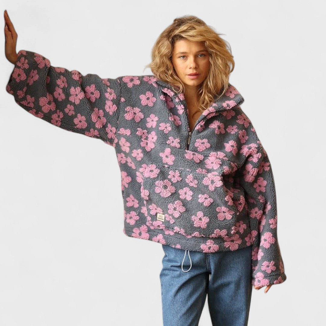 Darla - Women's Fleece-Lined Jumper with Floral Print - photo 8