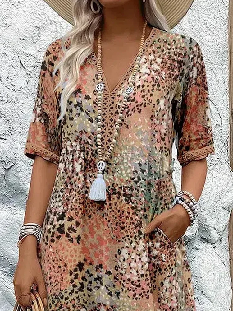Harper | Elegant Floral Midi Dress with Tummy Coverage - photo 6
