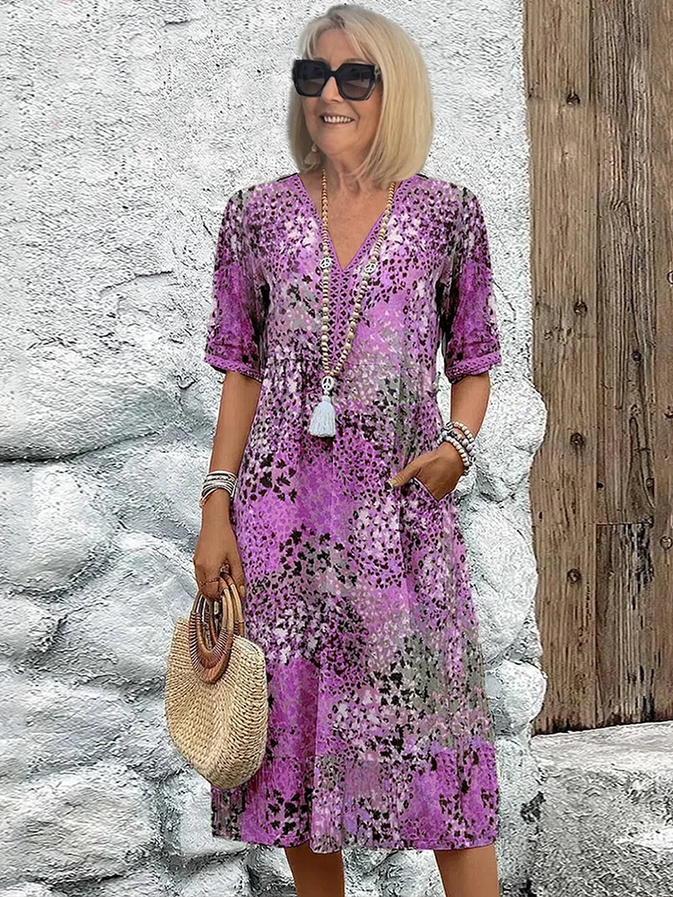 Harper | Elegant Floral Midi Dress with Tummy Coverage - photo 5