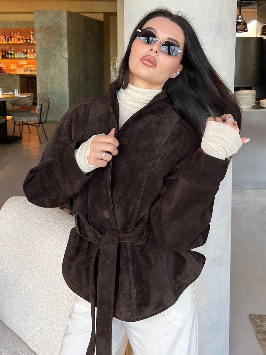 Elara - Women's Trench Coat with Button Front and Tie Belt - photo 4