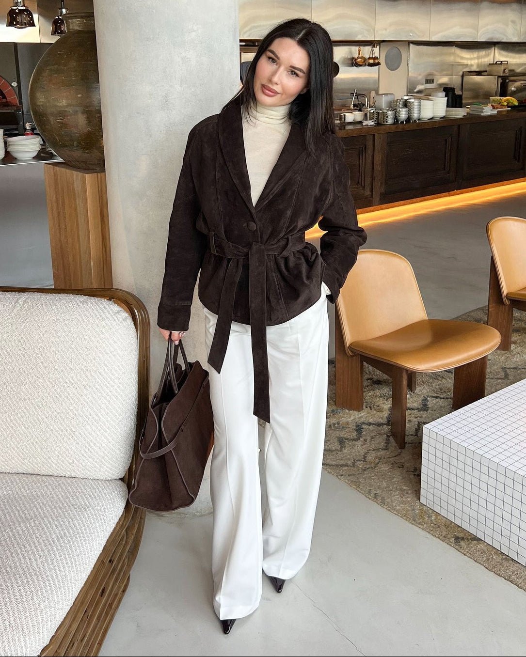 Elara - Women's Trench Coat with Button Front and Tie Belt - photo 7