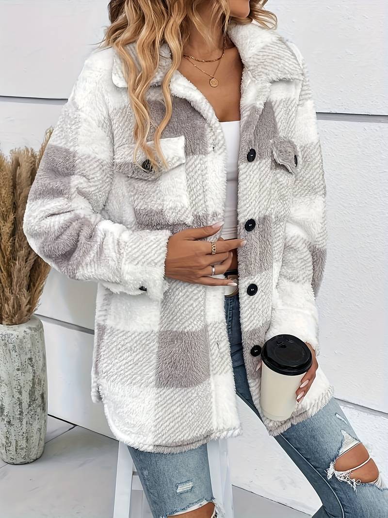 Esther - Women's Fleece-Lined Cardigan with Button Front - photo 1