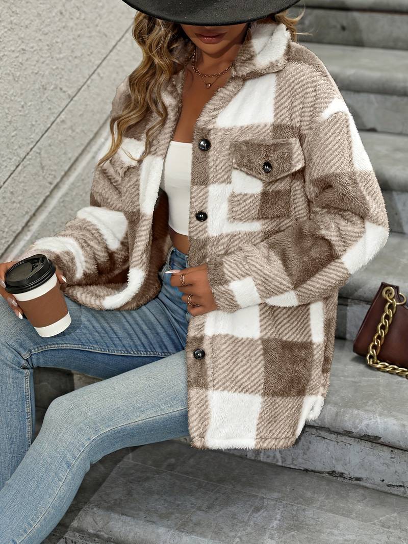 Esther - Women's Fleece-Lined Cardigan with Button Front - photo 2
