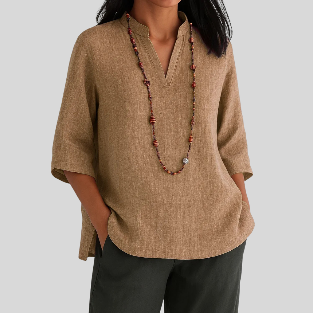 Goldie - Women's Relaxed Blouse with a V-Neck - photo 3
