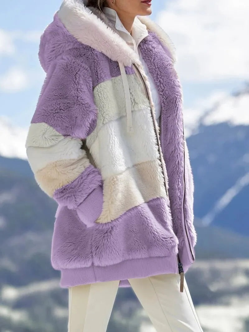 Contrasting Lamb Wool Padded Coat - photo 6