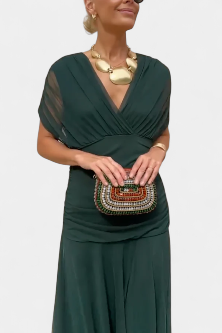 Women's Off-Shoulder Ruched Floral Midi Dress - photo 15